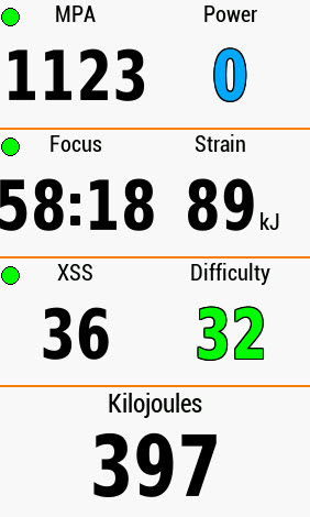 Xert Garmin Fields XSS MPA Power FOCUS Strain Xert ATA and Extra Points.