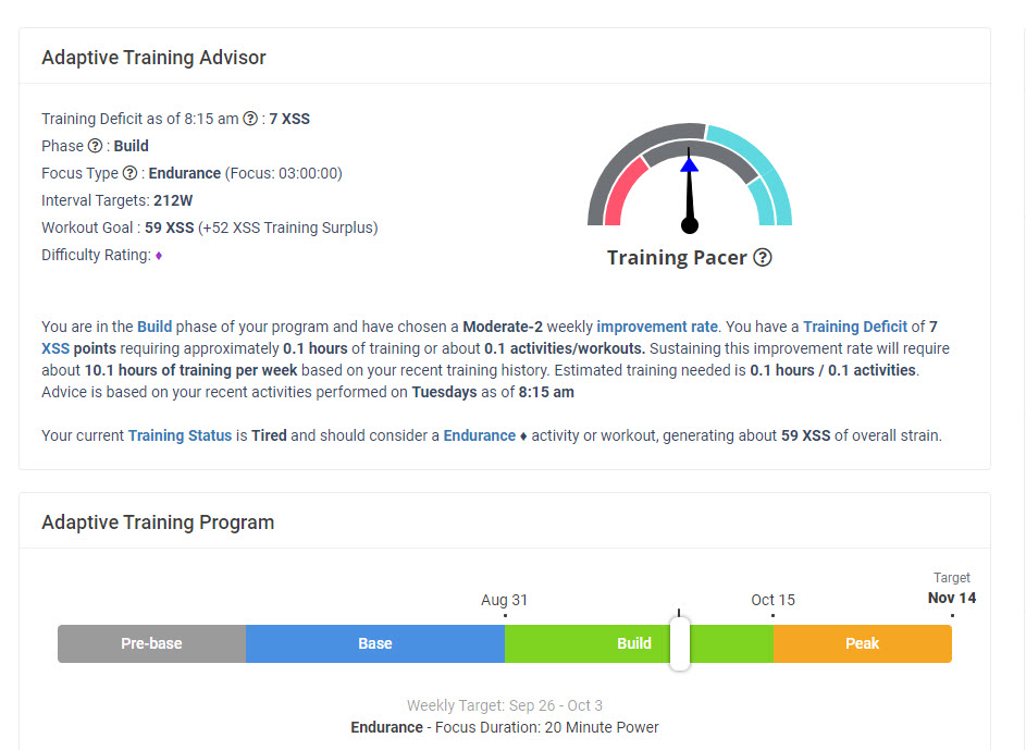 Xert Training Pacer Rainbow Dial Post Ride