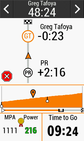 Garmin Live Segments 924 remaining PR effort