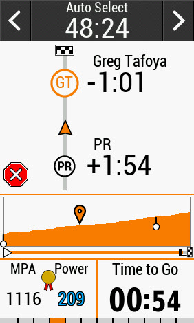 Garmin Live Segments less than a minute left