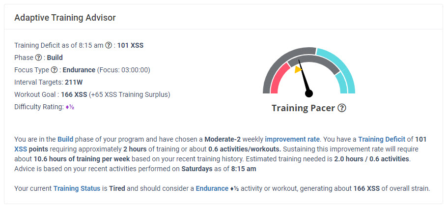 Xert Adaptive Training Advisor Training Pacer Focus