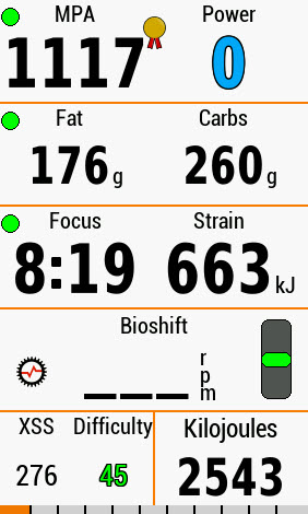 Xert Garmin Fields Epic Day Final Values