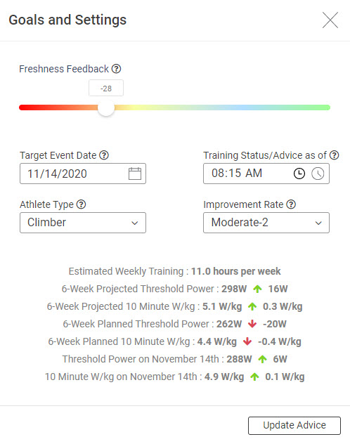 Xert Goals and Settings Freshness Feedback Post Slide
