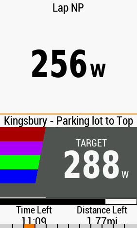 Xert Segment Hunter 288 Watts Falling Behind Goal