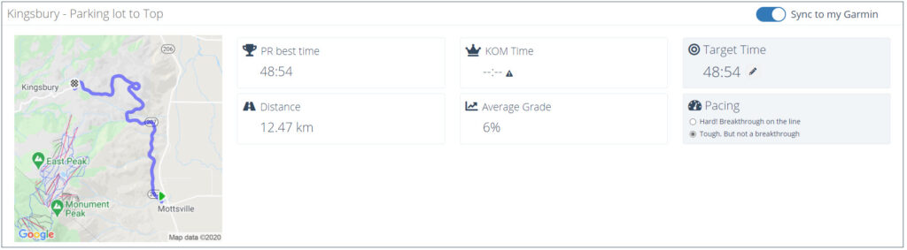 Xert Segment Hunter Kingsbury Grade