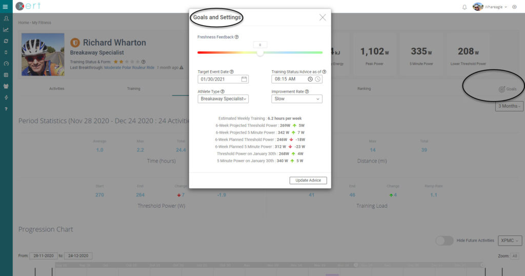 Xert Goals and Settings
