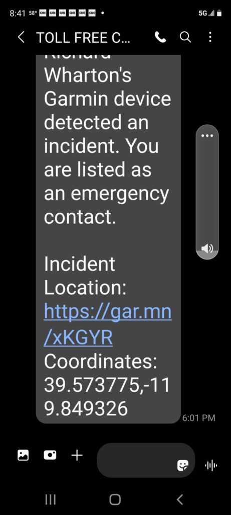 Jeanette Wharton Garmin Incident Detection Text
