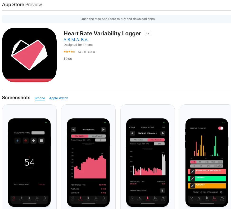 DFAa1 HRV Logger by Marco Altini