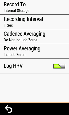 Garmin 1030 Log HRV Page Setting