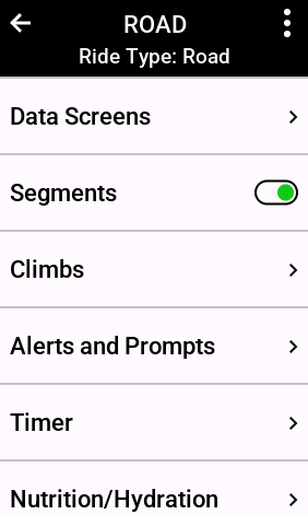 Garmin Stamina Click on 'Data Screens'