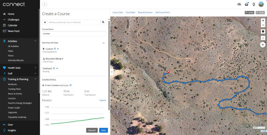 Garmin Connect Course Creator Waypoints lots of waypoints